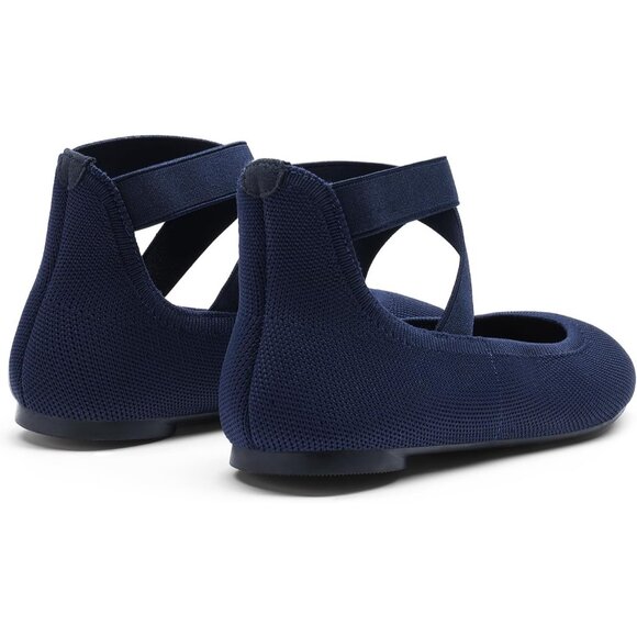 Dream Pairs Women Navy Faux Suede Flats Comfortable Elastic Ankle Straps Shoes - Picture 5 of 7